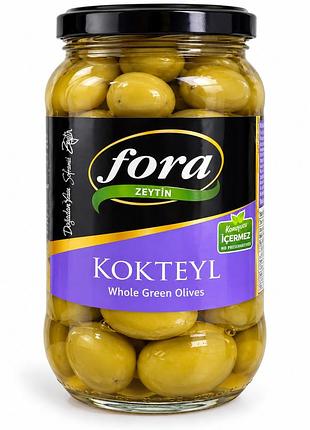 Оливки зеленые цели fora kokteyl без консервантов, турция, 700 г (масса оливок 400 г)