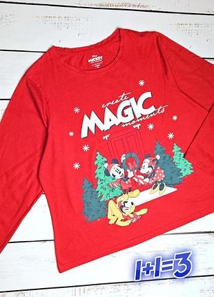 1+1=3 червоний новорічний лонгслів светр з міккі маусами primark, розмір 56 - 58