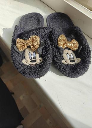 Пушистые домашние тапочки disney minnie mouse