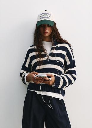 Смугастий з високим коміром на блискавці (quarter zip) pacific republic