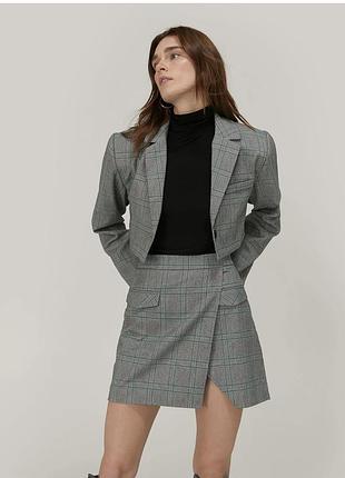 Жіночий жакет nasty gal укорочений сірий у клітинку xl