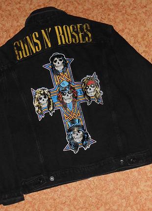 Джинсова куртка guns n’ roses/black denim jacket appetite for destruction exclusive ltd edition/рок мерч