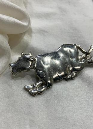 🐄✨ грайлива корівка вінтажна брошка корова біжить срібний тон vintage cow brooch 1980-ті рр. ✨🐄