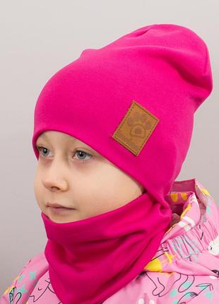 Дитяча шапка з хомутом канта "лапка" розмір 48-52 рожевий (oc-267)
