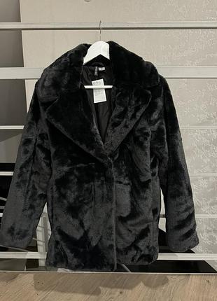 Еко-шуба жіноча h&m коротка чорна зі штучного хутра
