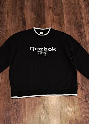 Чоловіча унікальна кофта світшот reebok з великим вишитим лого оригінал
