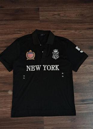 Поло чоловіче чорне з вишивкою та написом new york