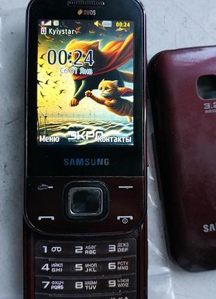 Мобільний телефон samsung c3752 duos слайдер бордовий
