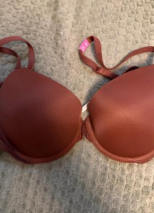 Бюстгальтер victoria's secret pink push-up коричневий 36b/80b