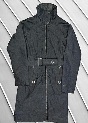 Женский тренч columbia xs s eu34 eu36skonru68 ua40 ua42 графитовый удлиненный с поясом высоким воротником демисезонный плащ удлиненная куртка темно-се