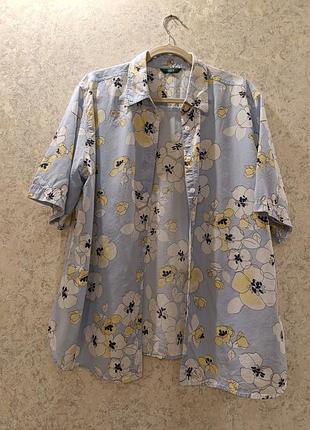 Сорочка жіноча marks & spencer блакитна з квітковим принтом