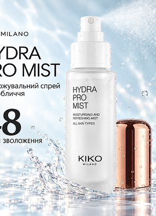Зволожувальний спрей-міст для обличчя kiko milano hydra pro mist з гіалуроновою кислотою та трояндою (11115)