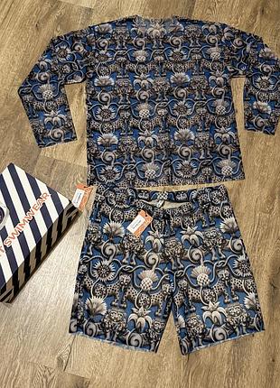 Чоловічий пляжний костюм smart swimwear з принтом upf 50+
