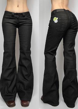 Новые джинсы only 38 m черные клеш с нашивкой flared bootcut низкая талия посадка 2000s y2k ретро