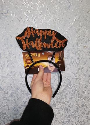 Хэллоуин обруч ободок «happy halloween» карнавальный