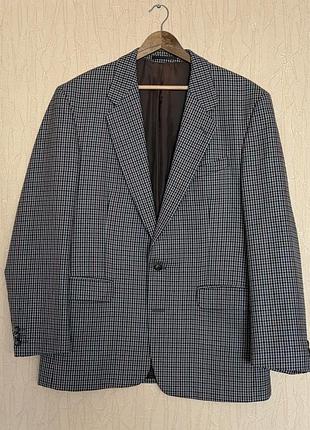Чоловічий вовняний піджак у клітинку st michael pure new wool l-xl (52-54)