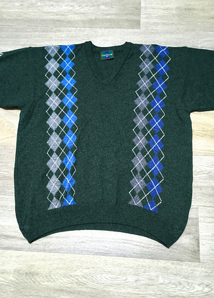 Мужской винтажный шерстяной свитер glenmuir 1891 , размер l , 100% шерсть woolmark , шотландия .