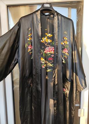 Аутентичный винтажный халат-кимоно с вышивкой (китай, 50-70-ти гг.) china gown