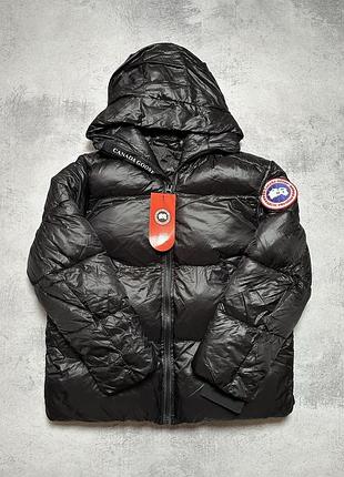 Чоловіча куртка canada goose / зимовий глянцевий пуховик канада гус / брендовий пуховик canada goose black / тепла зимова куртка з капюшоном