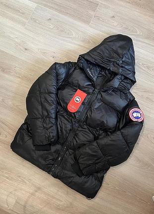 Зимова куртка canada goose crofton / чоловічий пуховик канада гус / брендовий глянцевий пуховик canada goose / чорний теплий пуховик canada goose