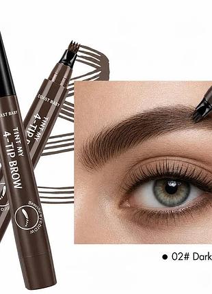 Маркер для брів coast baby tint my 4-tip brow, 02 dark brown