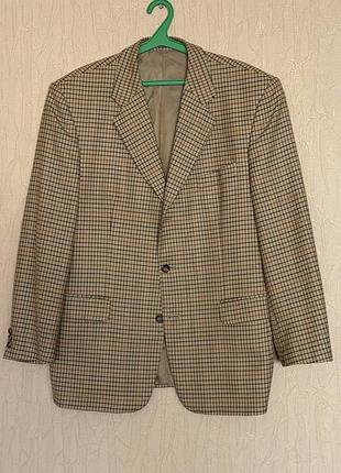 Чоловічий вовняний бежевий піджак у клітинку alba moda pure new wool xl (52)