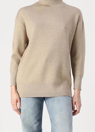 Бежевий подовжений джемпер з вовни  uniqlo