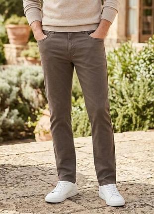 Мужские коричневые брюки-чинос marks &amp; spencer р. 34/l33 из молескина straight fit