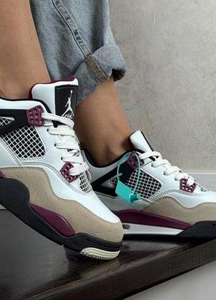 Р.36-41 кросівки nike air jordan retro 4 біло/бордові ks 12761