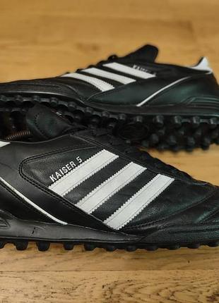 Сороконіжки adidas kaiser 5 шкіряні чорно-білі 45 розмір 29 см