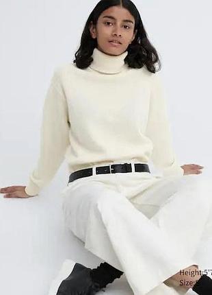 Uniqlo шерстяной молочный гольф, водолазка свободного кроя
