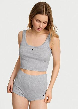 Жіноча піжама victoria's secret tank & shorts pajama set m сіра (2832599488862)