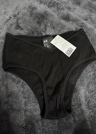Трусики жіночі h&m чорні в рубчик розмір xs