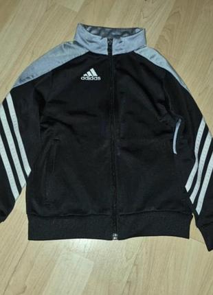 Черно-серая спортивная кофта (олимпийка / мастерка) бренда adidas