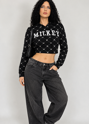 Кроп худи укороченное с надписью mickey