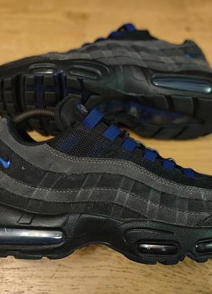 Кросівки nike air max 95 чорно-сірі з синіми елементами, розмір 42 (устілка 26.5 см)