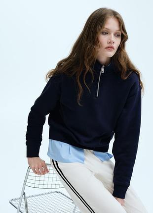 Світшот синій на флісі h&m жіночий м