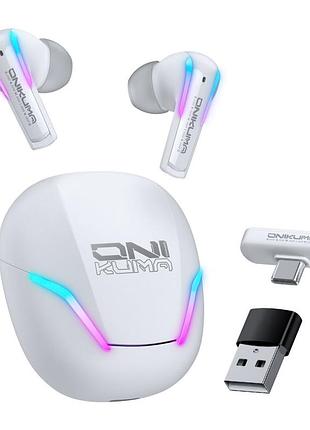 Беспроводные наушники onikuma t27 white enc с bluetooth и 2.4g ресивером