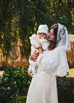 Хустина жіноча в церкву, святковий палантин на голову для вінчання та хрещення