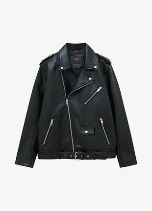 Куртка чоловіча pull&bear косуха екошкіра чорна розмір m