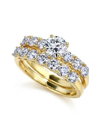 Кольца женские s925 комплект 2 шт муассанит 2,1 ct золото 14k 18р