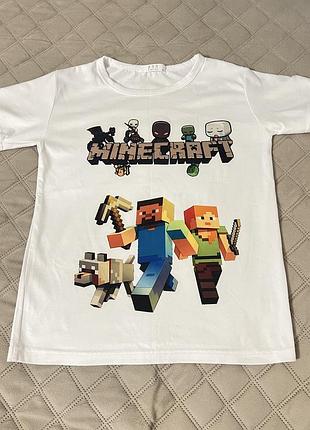 Футболка дитяча minecraft біла 134-140 см