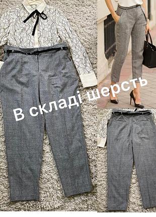 Актуальні теплі шерстяні вкорочені штани в клітинку,m&s,p.12