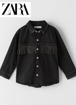 Zara джинсова сорочка,  рубашка з бахрамою 14-16років
