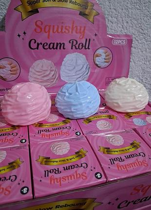 Сквіш-антистрес squishy cream roll зефір