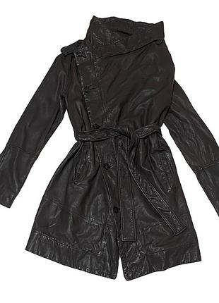 Шкіряне пальто-тренч allsaints whitton leather cowl coat