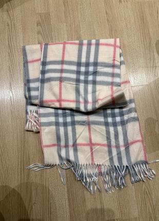 Шарф жіночий типу burberry у клітинку бежевий сірий рожевий