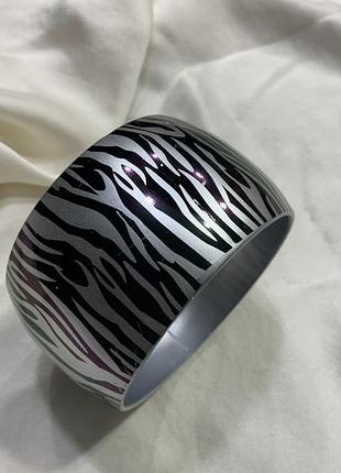 🦓✨ широкий винтажний браслет бангл принт зебра хамелеон легкий метал animal print safari chic 1980–1990-ті рр. ✨🦓