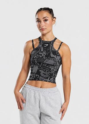 Gymshark power midi tank  женская спортивная кроп-майка