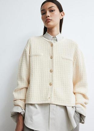 Кардиган жакет женский фактурный бежевый h&amp;m